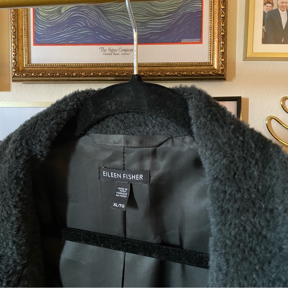 Eileen Fisher Sheared Suri Alpaca Stand Collar Coat - Picture 5 of 11
